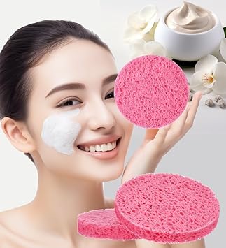 METUUTER METUUTER 50 PCS Compressed Facial Sponges for Estheticians 100 Natural Cellulose Face Sponge Professional Cosmetic Spa Sponges for Face Cleansing Massage Pore Exfoliating Mask Makeup Removal  - Image 2