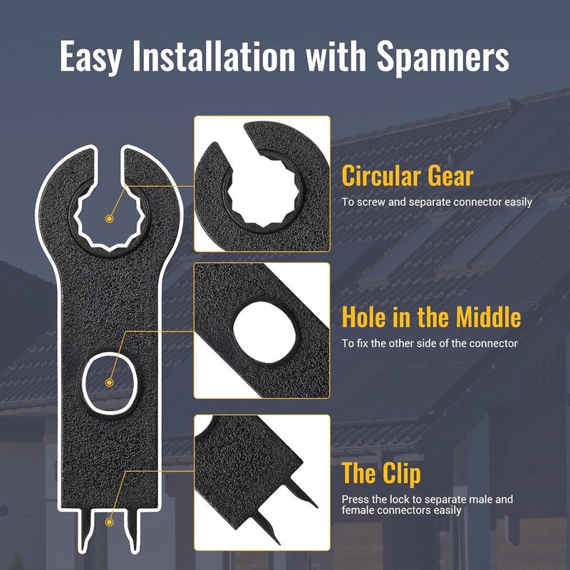 BougeRV 44 PCS Solar Connectors Solar Panel Cable Connector Kit with Spanners - IP68 Waterproof 22 Pairs Male/Female (8AWG) - Image 4