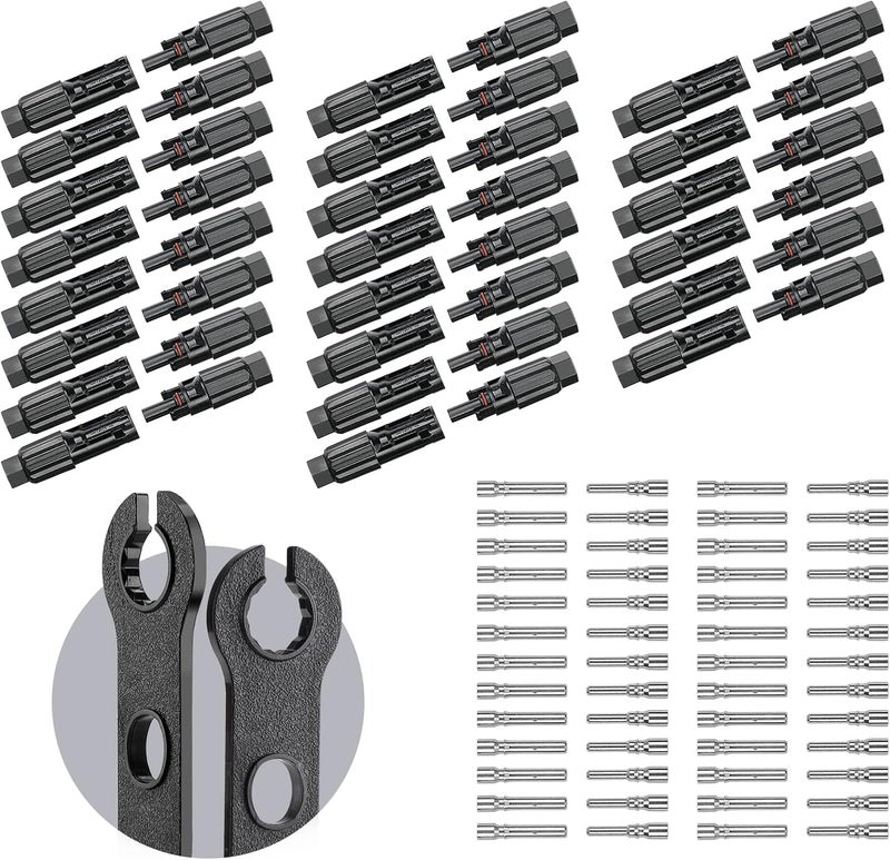 BougeRV 44 PCS Solar Connectors Solar Panel Cable Connector Kit with Spanners - IP68 Waterproof 22 Pairs Male/Female (8AWG) - Image 1