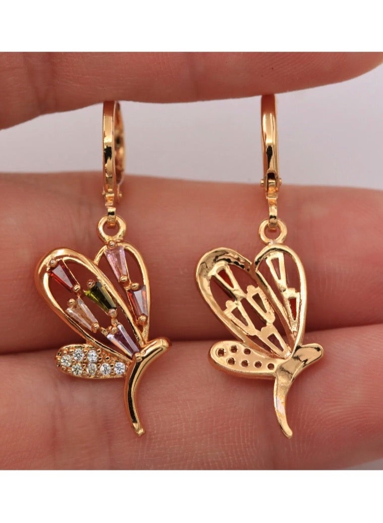 Dangle Charms Elegant & High Quality 18k Gold Plated Earrings For Women - Image 1