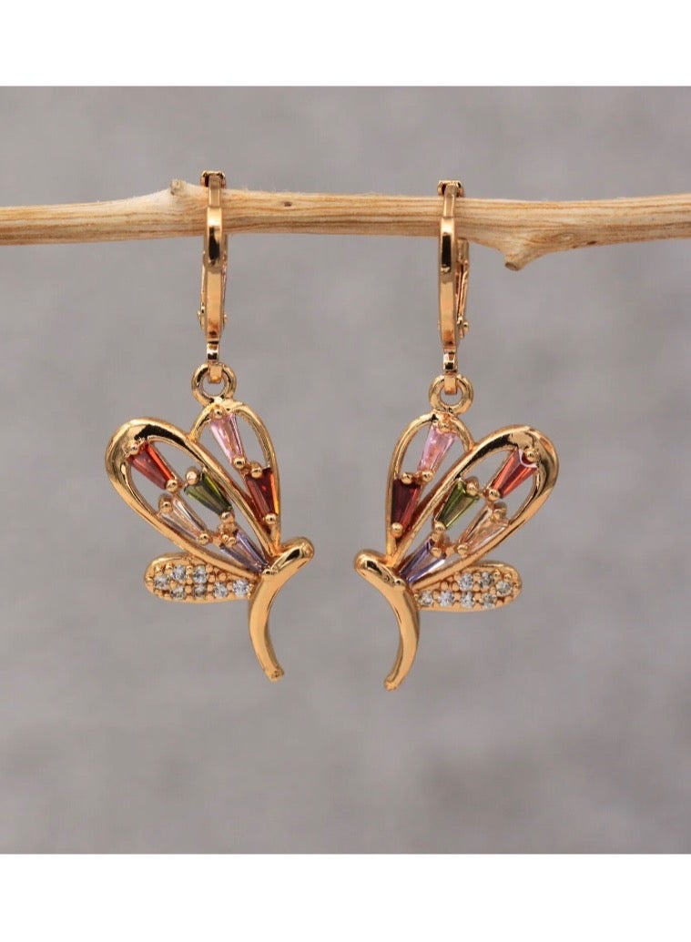 Dangle Charms Elegant & High Quality 18k Gold Plated Earrings For Women - Image 3