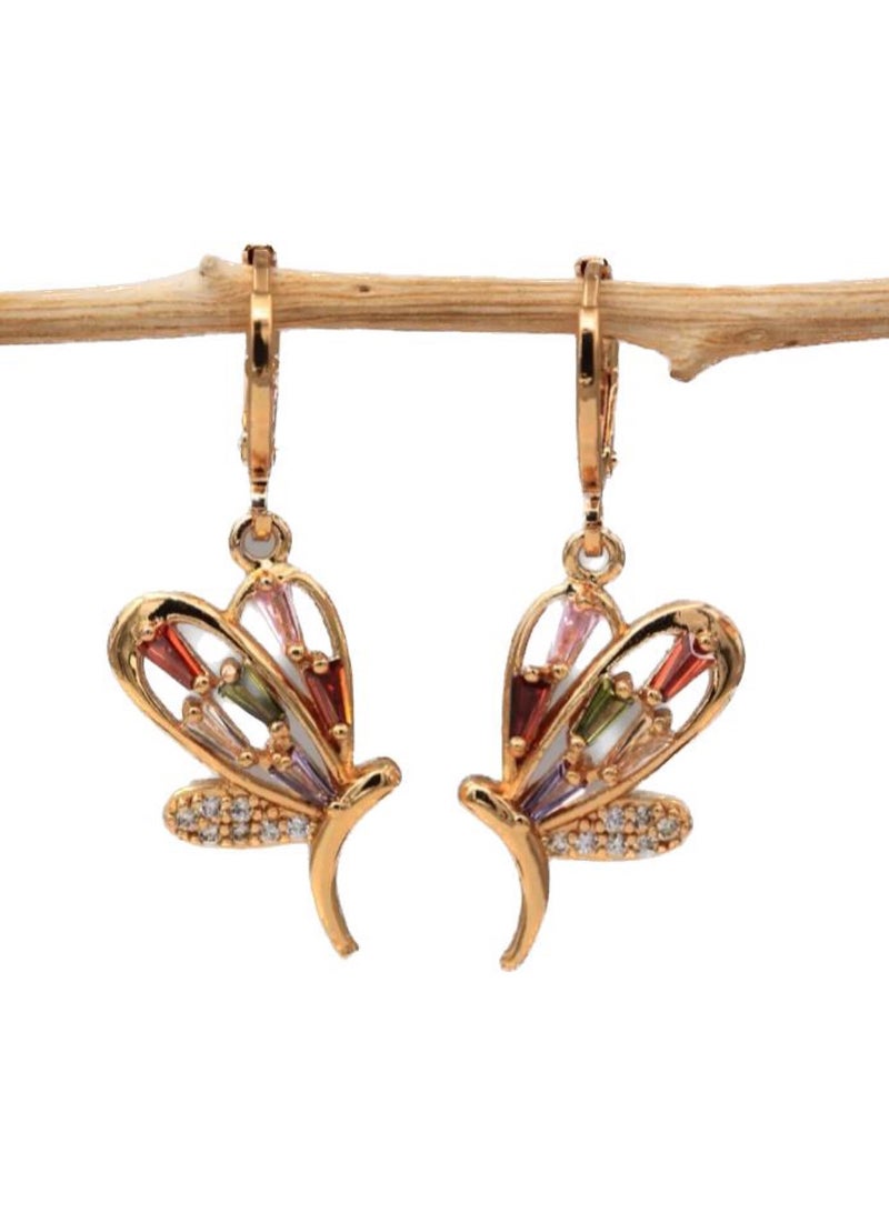 Dangle Charms Elegant & High Quality 18k Gold Plated Earrings For Women - Image 4