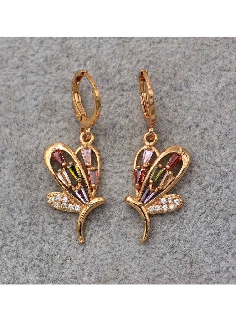 Dangle Charms Elegant & High Quality 18k Gold Plated Earrings For Women - Image 5