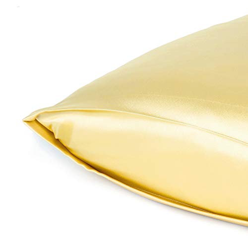 Oussum Satin Silk Pillowcase Cover Soft and Comfortable Hair & Skin Envelop Closure Home Decor Single Pcs with Free Scrunchie (Banana Cream, Standard Size(20"x26") - Image 4