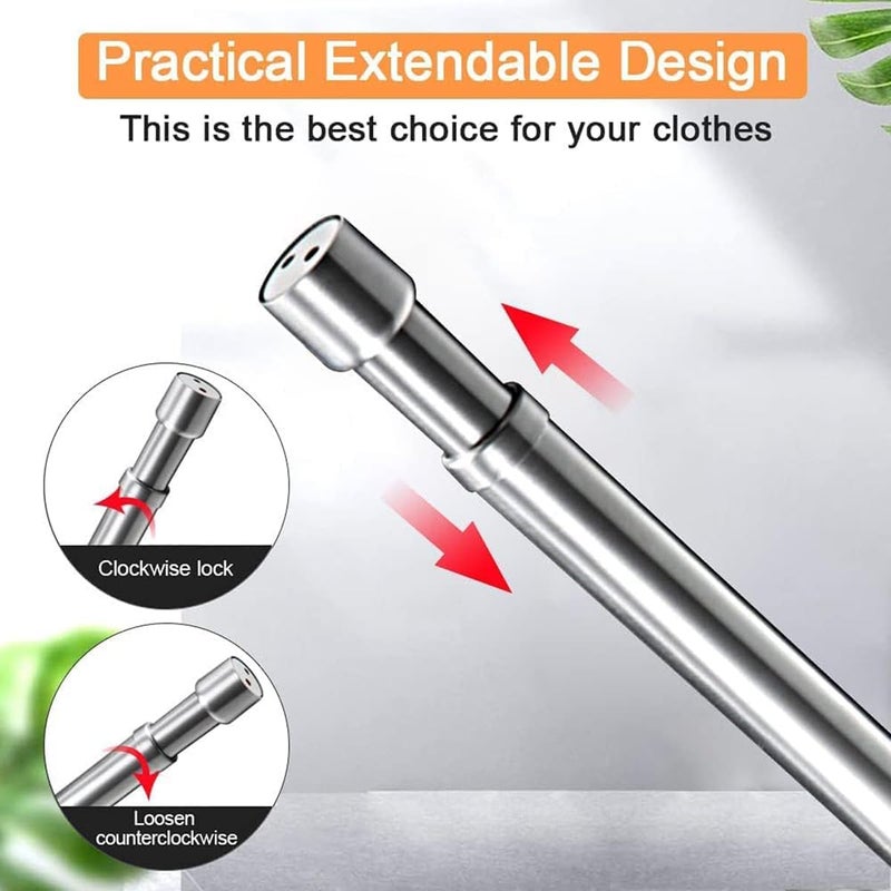 Moonmen Telescopic Closet Pole Wardrobe Closet Rails, Closet Rod for Hanging Clothes, Wardrobe Rod for Hanging Clothes, Stainless Steel Closet Pole 31-160cm (47-80cm) - Image 4