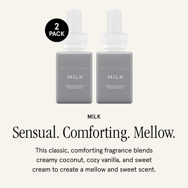 بيورا Pura & K. Hall Designs Home Scent Revill - Smart Home Air Diffuser Spragrance - ما يصل إلى 120 ساعة من العطور المتميزة لكل إعادة ملء - العطر النظيف والآمن - 2 حليب حليب. - Image 2