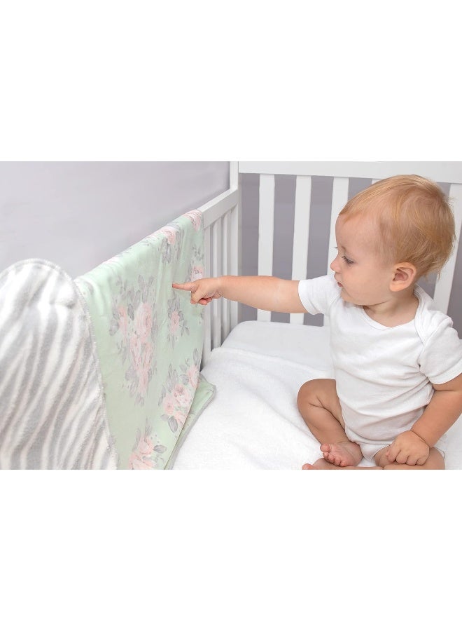Baby Essentials Baby Essentials Sherpa Fleece Blankets for Boys and Girls – Colorful, Reversible Swaddle Blankets for Newborns, Infants, Toddlers, and Nursery (Floral & Zebra)  - Image 5