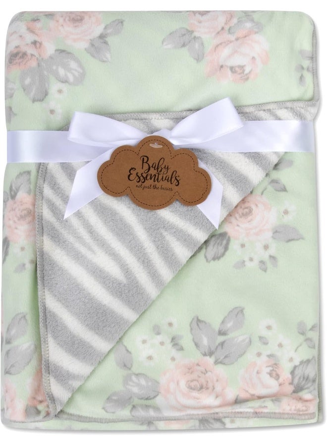 Baby Essentials Baby Essentials Sherpa Fleece Blankets for Boys and Girls – Colorful, Reversible Swaddle Blankets for Newborns, Infants, Toddlers, and Nursery (Floral & Zebra)  - Image 1
