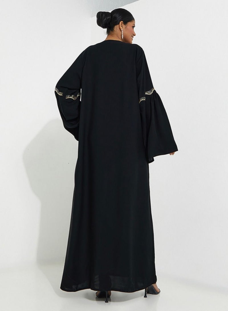 Rosette Abaya Abaya with embroidery wide sleeves - Image 3