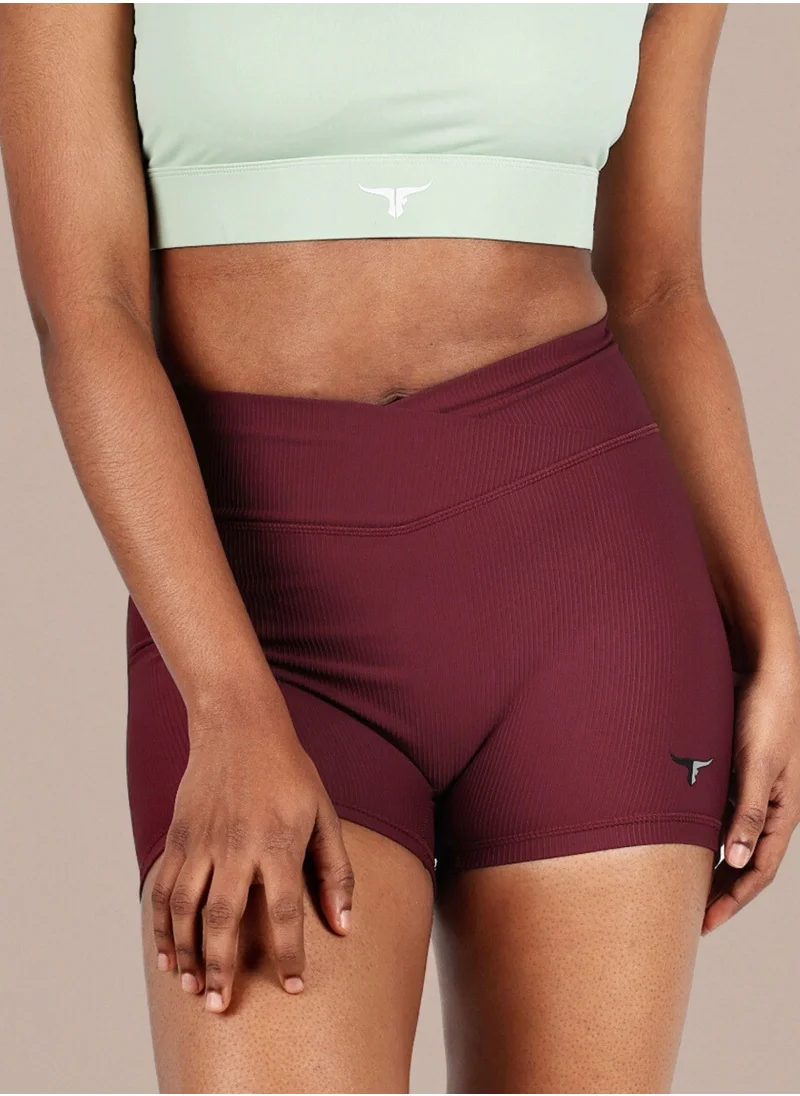 THUGFIT BraveBod Cross Waist V Cut Shorts - Burgundy