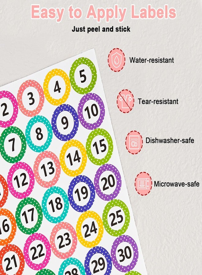 Dreecy 1 Inch Number Stickers 1-40, 24 Sheets Consecutive Number Labels, Colored Number Decals, Inventory Sticker, Removable Dot Stickers for Classroom, Office, Storage, Indoor, Boxes (10 Colors) - Image 4