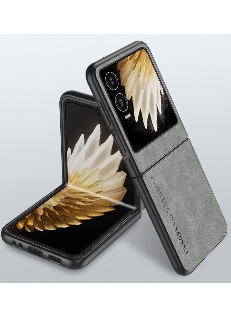 General - Compatible with Tecno Phantom V Flip 2 5G Case Premium PU Leather Texture Phone Case for Phantom V Flip2 Silicone Protective Shell Cover - Image 1