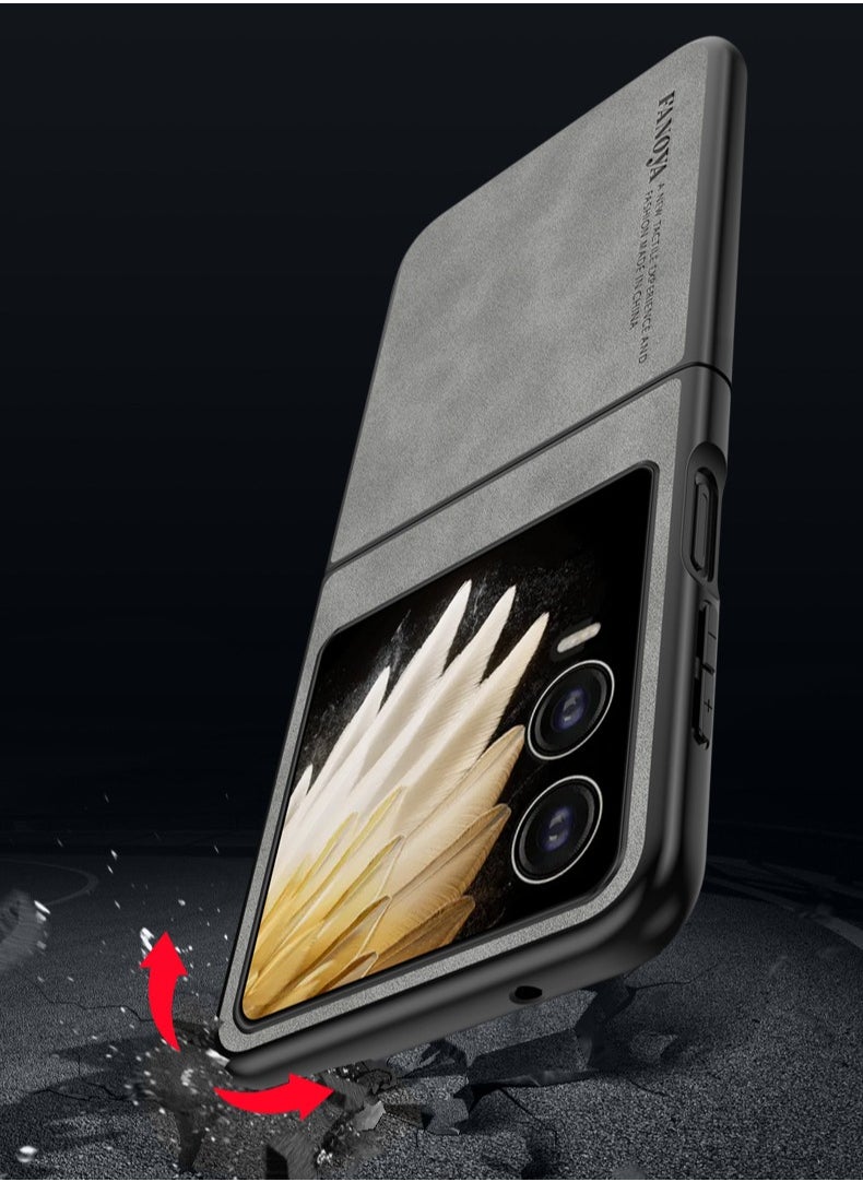 General - Compatible with Tecno Phantom V Flip 2 5G Case Premium PU Leather Texture Phone Case for Phantom V Flip2 Silicone Protective Shell Cover - Image 1