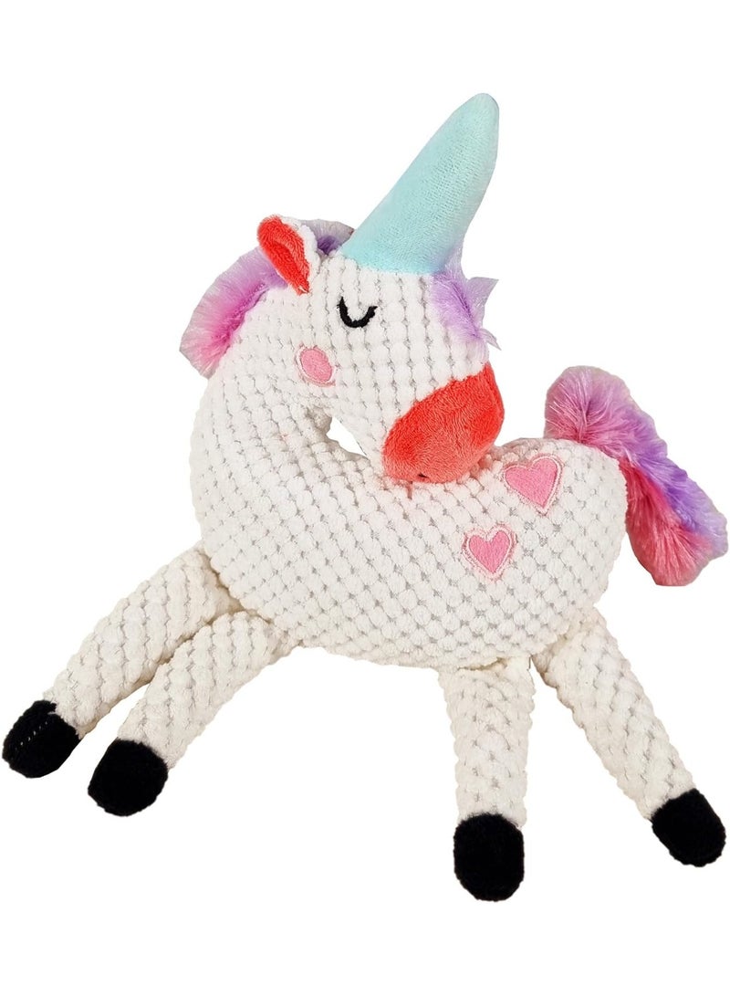 أن ان سي بيتس لعبة الكلاب للمضغ العدواني، لعبة الكلاب القطيفة المقاومة للتمزق مع شكل حصان يونيكورن ومواد قطيفة متينة، مناسبة لتنظيف الأسنان وتخفيف التوتر، لا تحتاج إلى بطارية (أبيض) - Image 2