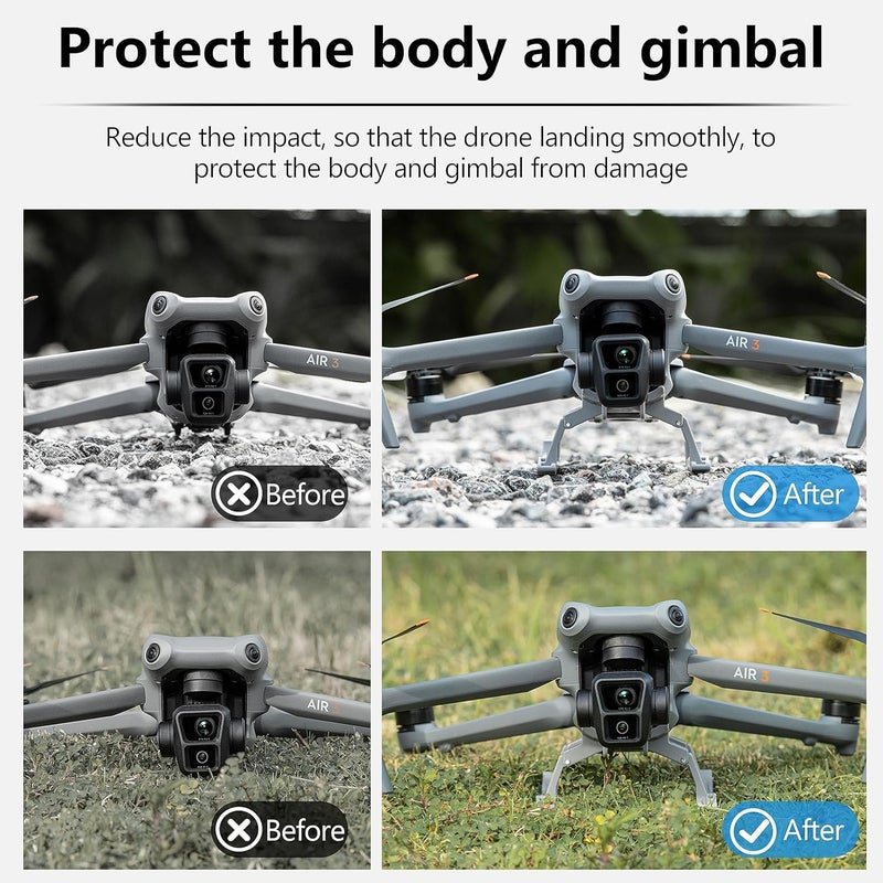 Luckam Landing Gear for DJI Air 3, Leg Foldable Extended Leg Height Extended Kit for DJI Air 3 Fly More Combo Drone Accessories(Grey) - Image 4