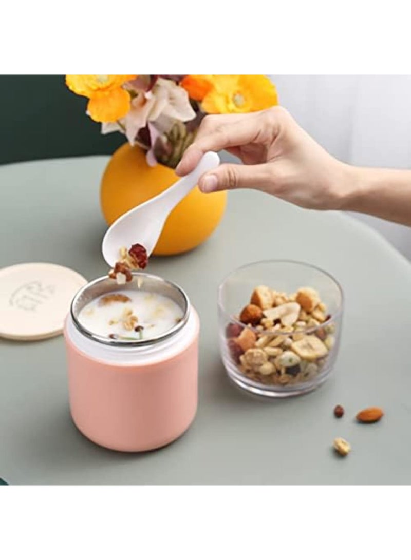 SYOSI Yogurt Container, Double Wall Insulated Snack Container with Lids and Spoon, Stainless Steel Inner Wall Leak Proof Food Storage, Microwave Safe, Storage Jar for Breakfast Milk Fruit Cereal, 23 Ounce - Image 2