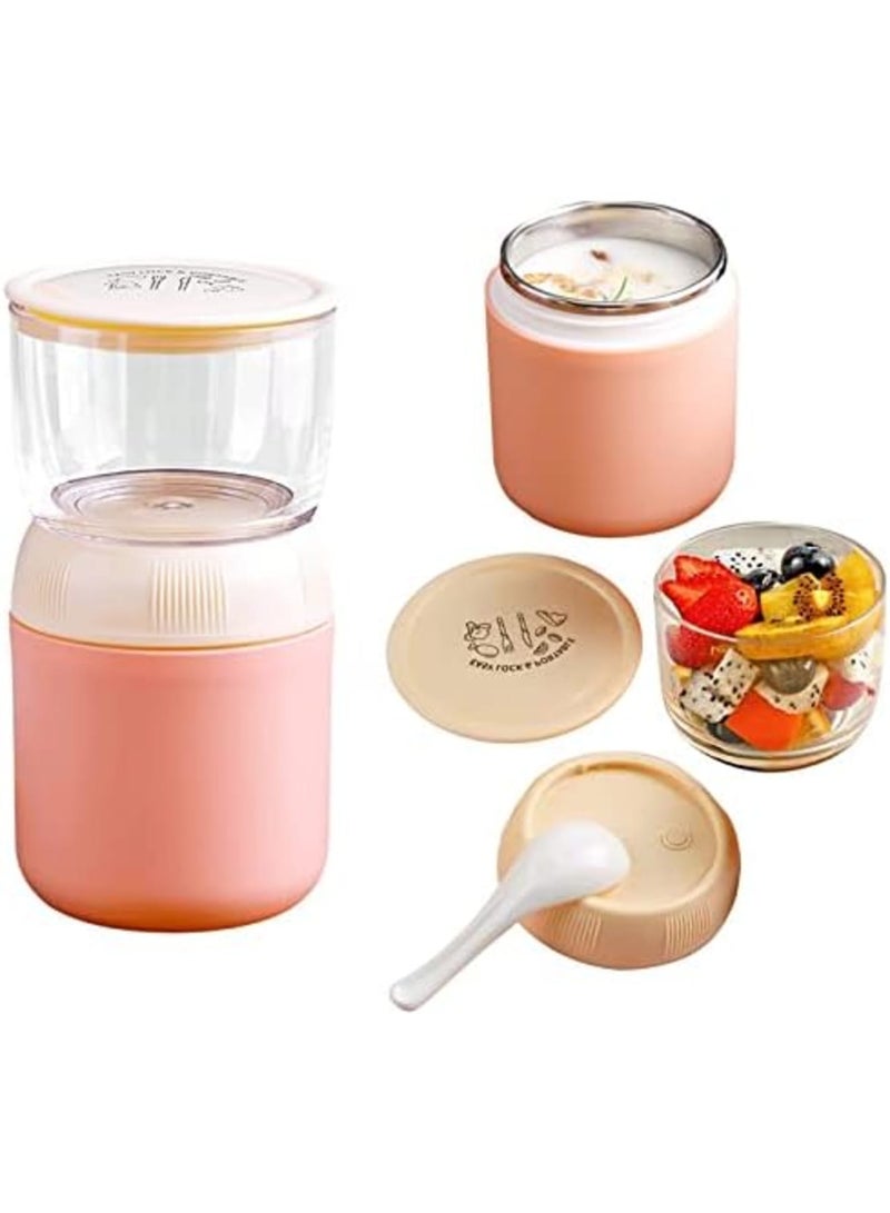 SYOSI Yogurt Container, Double Wall Insulated Snack Container with Lids and Spoon, Stainless Steel Inner Wall Leak Proof Food Storage, Microwave Safe, Storage Jar for Breakfast Milk Fruit Cereal, 23 Ounce - Image 1