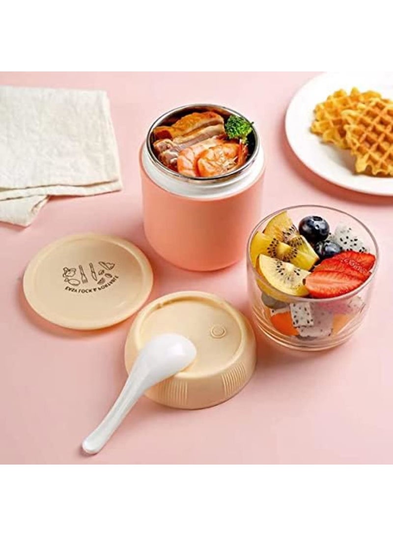 SYOSI Yogurt Container, Double Wall Insulated Snack Container with Lids and Spoon, Stainless Steel Inner Wall Leak Proof Food Storage, Microwave Safe, Storage Jar for Breakfast Milk Fruit Cereal, 23 Ounce - Image 4