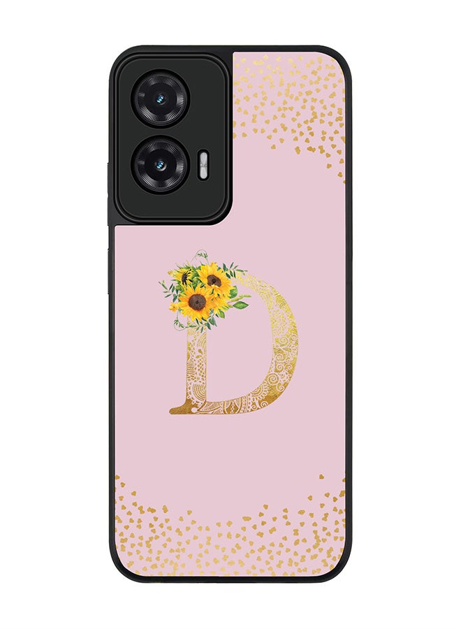 Stylizedd For Motorola Moto G35 Case,Slim fit Camera Protection, Shockproof Thin Phone cover  - Custom Floral Monogram - D  (Pink )