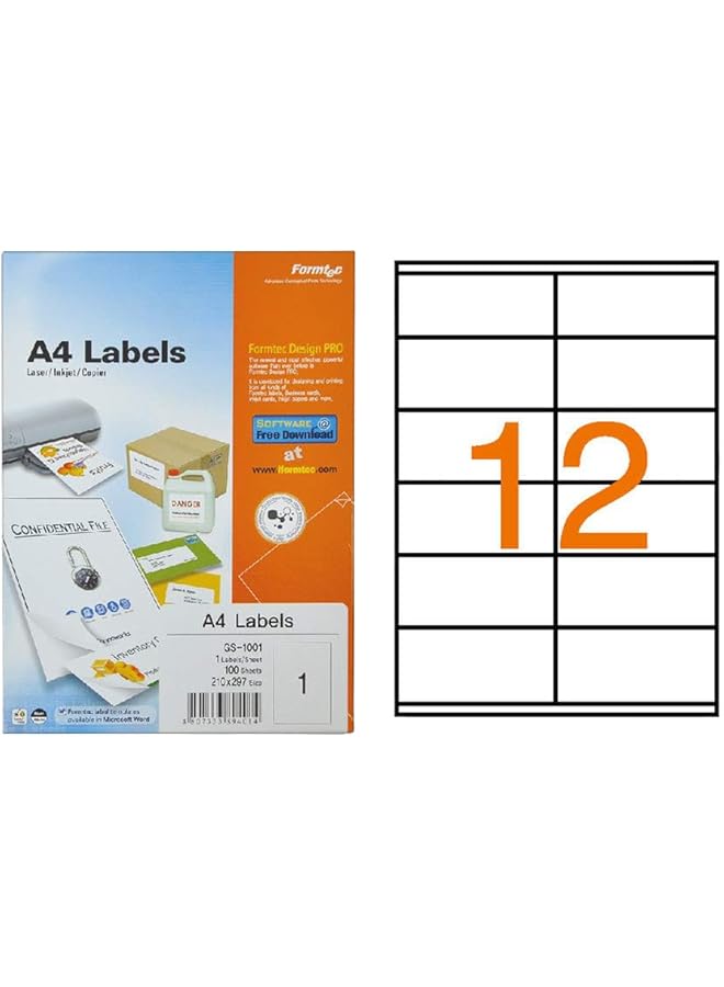 Formtec Label 1200 105X48Mm Bx=100Sht