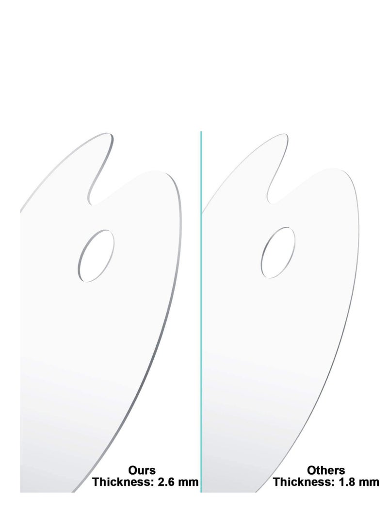 Premify 2pcs Reusable Clear Acrylic Paint Palette Set of Two 8 x 11.8 Inch Oval Shaped Artist Painting Pallette Non-Stick Oil Paint Washable with Thumb Hole, Protective Painting Film for DIY Art Craft - Image 2