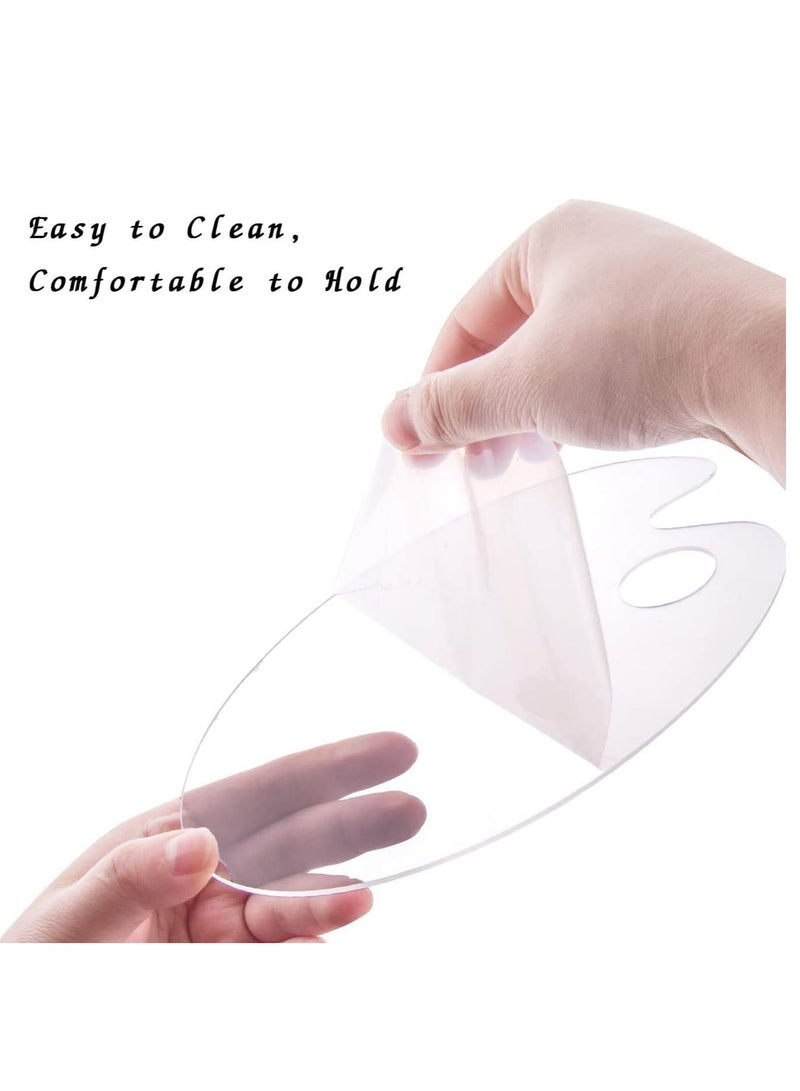 Premify 2pcs Reusable Clear Acrylic Paint Palette Set of Two 8 x 11.8 Inch Oval Shaped Artist Painting Pallette Non-Stick Oil Paint Washable with Thumb Hole, Protective Painting Film for DIY Art Craft - Image 4