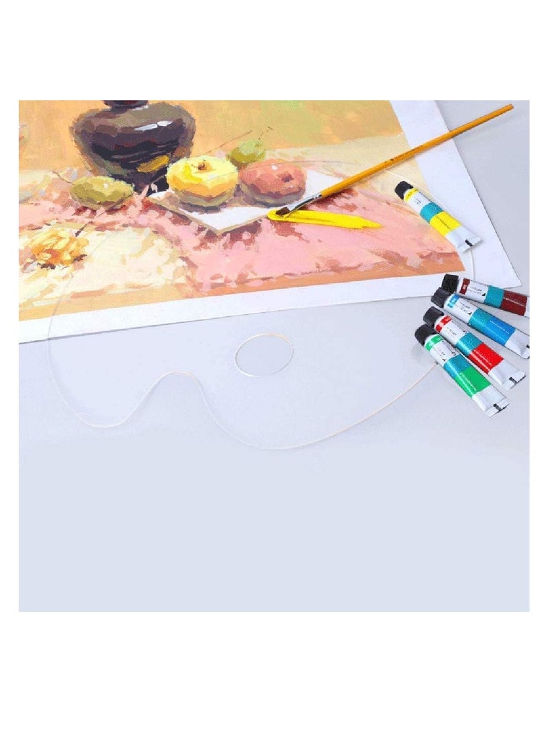 Premify 2pcs Reusable Clear Acrylic Paint Palette Set of Two 8 x 11.8 Inch Oval Shaped Artist Painting Pallette Non-Stick Oil Paint Washable with Thumb Hole, Protective Painting Film for DIY Art Craft - Image 5