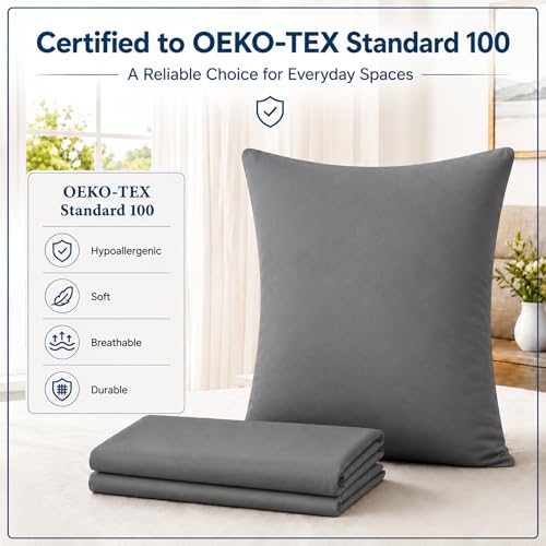 ZPECC Dark Gray Pillow Cases King Size Set of 4 20x36 Envelope Closure Pillowcases Soft Plain Brushed Microfiber Covers Hypoallergenic Breathable - Image 3