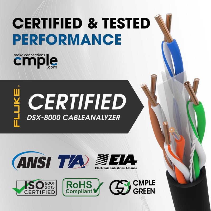 Cmple - Cat6 Cable 1000ft Bulk Lan Ethernet Cat 6 Wire Network UTP 23AWG CMR Riser 10Gbps 550 MHz Pull Box 1000 Feet, Black - Image 3