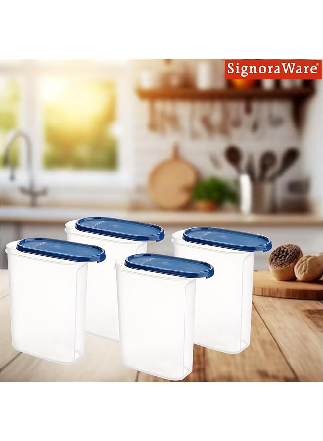 Signoraware 2.3 Litres Oval Modular Multi Purpose Plastic Containers Set Of 4 With Lid For Kitchen S - Image 3