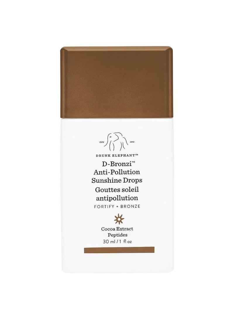 DRUNK ELEPHANT - Drunk Elephant D-Bronzi antipollution sunshine serum drops replenishing face and body bronzing serum for fine lines and wrinkles 30 mL / 1 fl oz - Image 1