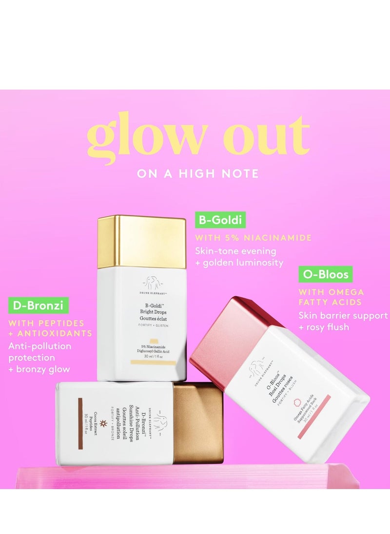DRUNK ELEPHANT - Drunk Elephant D-Bronzi antipollution sunshine serum drops replenishing face and body bronzing serum for fine lines and wrinkles 30 mL / 1 fl oz - Image 1