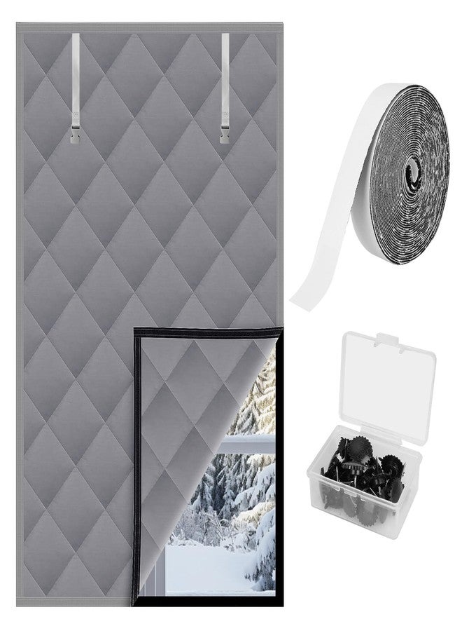 ZCPTZ Winter Window Insulation Kit 39"x63"(100x160cm), Gray Thermal Window Cover Oxford Cloth Cotton for Winter, Reusable Window Insulation Cover for Home, Bedroom, Living Room - Image 1
