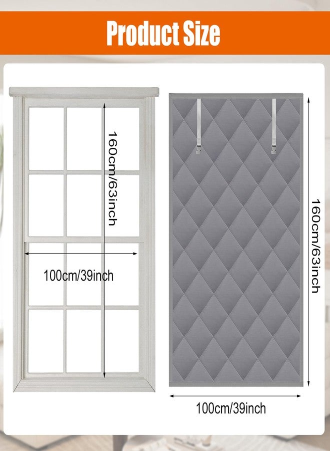 ZCPTZ Winter Window Insulation Kit 39"x63"(100x160cm), Gray Thermal Window Cover Oxford Cloth Cotton for Winter, Reusable Window Insulation Cover for Home, Bedroom, Living Room - Image 2