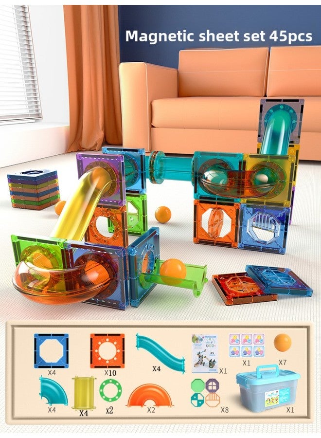 Cross-border Color Window Building Blocks Assembled Magnetic Pieces For Children Smart Magnetic Pipe Building Blocks Assembled Castle Toy Belt Storage
