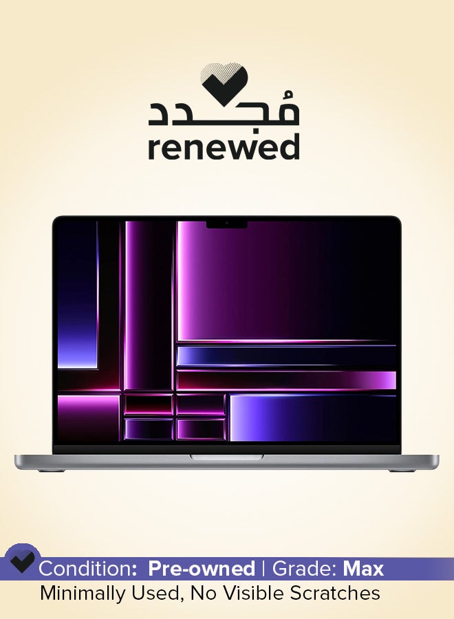 ابل  Renewed - MacBook Pro 14-Inch (2023), M2 Pro 3.49GHz 10-Core CPU 16-Core GPU, 16GB RAM, 512GB SSD, Space Gray, QWERTY Keyboard Space gray - Image 1