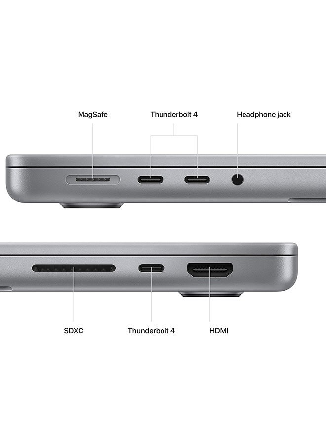 ابل  Renewed - MacBook Pro 14-Inch (2023), M2 Pro 3.49GHz 10-Core CPU 16-Core GPU, 16GB RAM, 512GB SSD, Space Gray, QWERTY Keyboard Space gray - Image 3