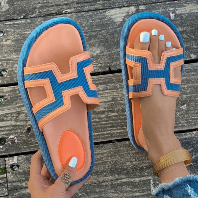 Slippers Women'S 2025 Color Matching Casual Fashion Plus Size Slippers - Image 4