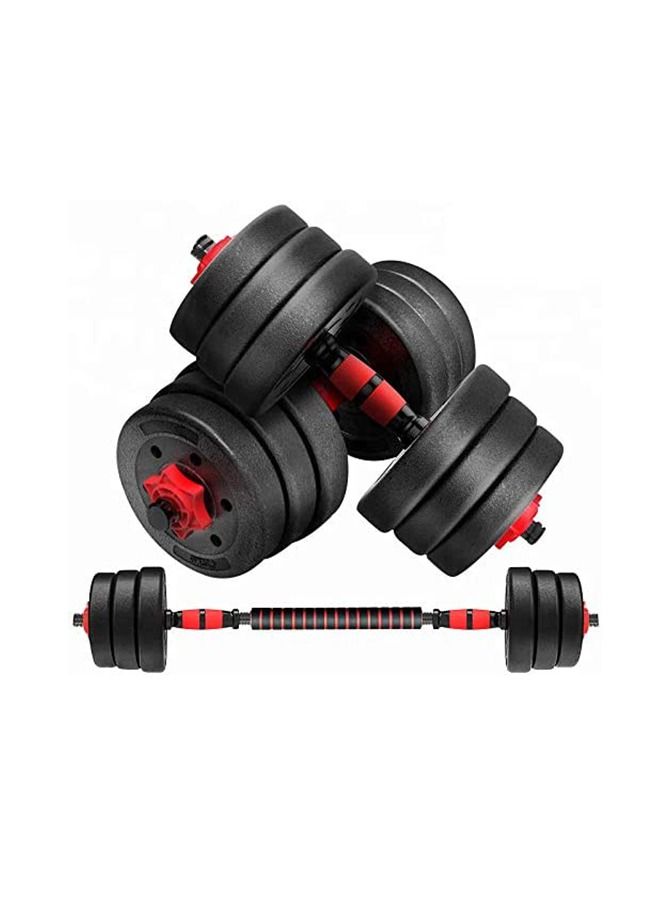 Max Strength- Dumbbell And Barbell Set Weightlifting Fitness Black Cement Steel Rubber Adjustable 2 In 1 (10Kg) - Image 1