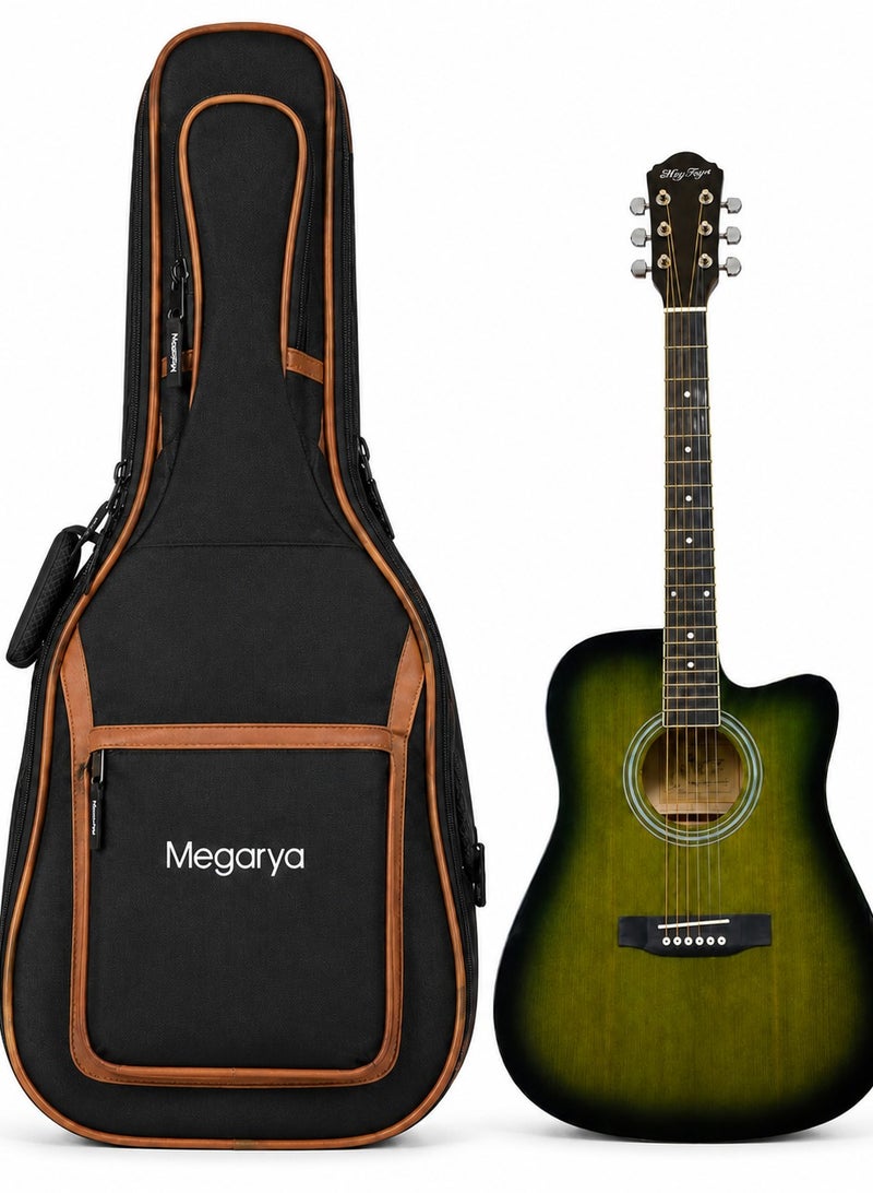 Megarya 41 Inch TBS Acoustic Guitar with Waterproof Padded Guitar Gig Bag Combo | Cutaway Acoustic Guitar | 41" Guitar Carry Case with Adjustable Backpack Straps & Accessory Pocket | Beginner to Professional Guitar Set - Image 1