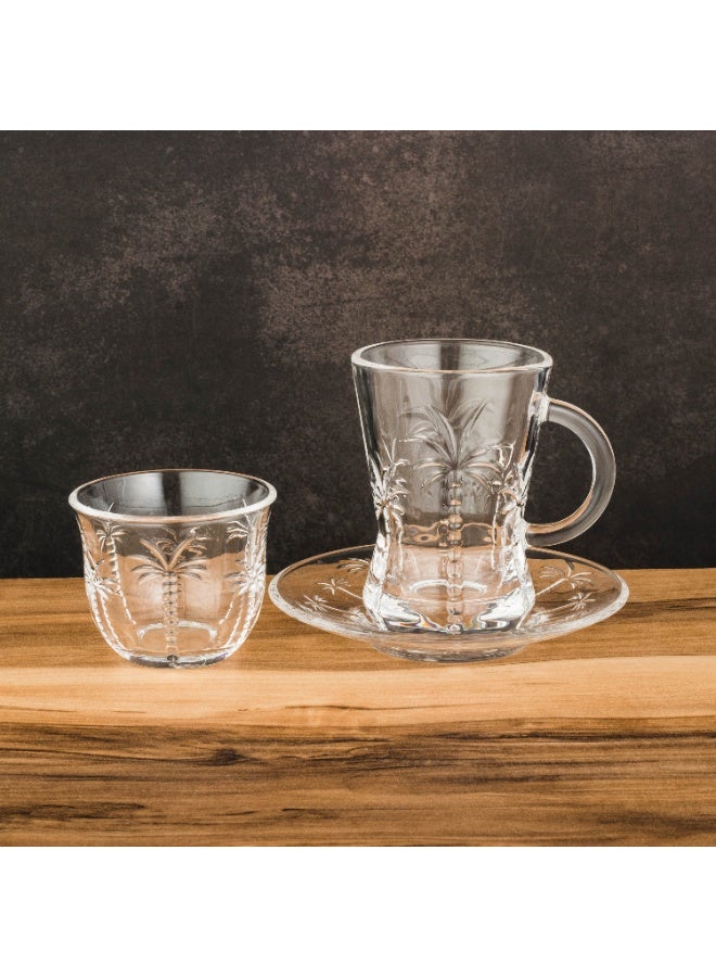 إيليجانت ✨ طقم ضيافة زجاجي فاخر 36 قطعة 💎 | 12 كوب شاي + 12 فنجان قهوة + 12 صحن – تصميم كريستالي أنيق 🤍 - Image 5