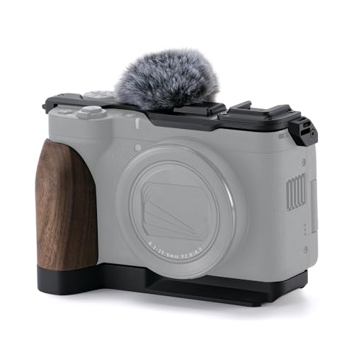 Tilta Vintage Camera Cage Base Kit Compatible with Canon PowerShot V1 Black Custom Wooden Grip Top Plate Windscreen Cold Shoe Mount Lightweight Travel Design for Audio Rig Support - Image 1
