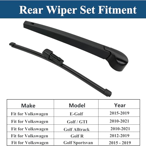 DUILEO Rear Windshield Wipers Blade Arm Set for Volkswagen Golf 6 7 MK6 MK7 VW GTI 2010-2021 Back Glass Wiper Arm Blade Replacements, All Seasons Fit - Image 2