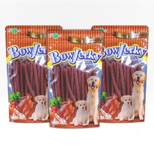 Bow Jerky Rena Bow Jerky Chicken Liver Dog Treats | Protein-Rich Soft Stick Snacks for Training & Daily Rewards | Healthy Chew Treats for All Life Stages | 200g Each Pack of 3 - Image 1