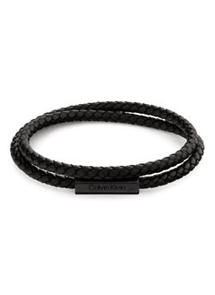 CALVIN KLEIN Calvin Klein Men's Black Leather Bracelet - 35000209  - Image 1