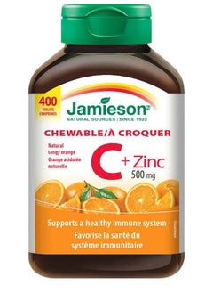 Jamieson Jamieson C + Zinc Chewable 500mg Natural Tangy Orange 400 Tablets 