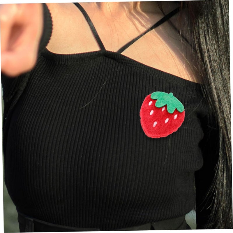 Kisangel 10pcs Cute Strawberry Plush Pins for DIY Crafts Iron-On Patches for Clothing Bags and Accessories Soft Fabric Strawberry Appliques for Boys and Girls and Teens - Image 4