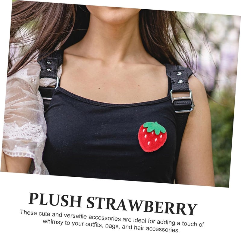 Kisangel 10pcs Cute Strawberry Plush Pins for DIY Crafts Iron-On Patches for Clothing Bags and Accessories Soft Fabric Strawberry Appliques for Boys and Girls and Teens - Image 3