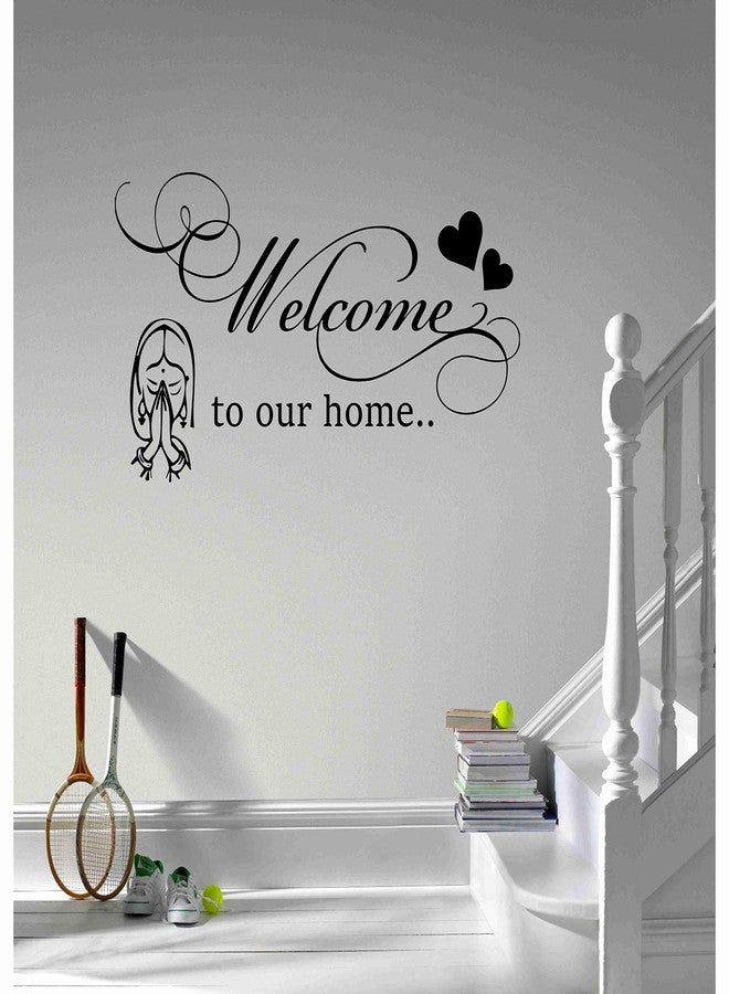 CVANU Welcome to Our Home Vinyl Wall Sticker- Black