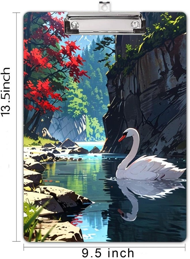 anuradha Enterprises Decorative Clipboard with Swan River Landscape Print, Nature Scene Design, Stationery Organiser - Image 2